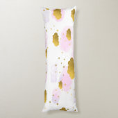 Roze Waterverf Clouds Gold Stars Sky Lichaamskussen (Achterkant (Verticaal))