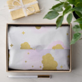 Roze Waterverf Clouds Gold Stars Sky Tissuepapier (Geschenk)