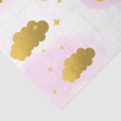 Roze Waterverf Clouds Gold Stars Sky Tissuepapier (Detail)
