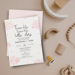 Roze Waterverf Clouds Twin Girls Baby shower Kaart