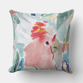 Roze Waterverf Cockato Kussen