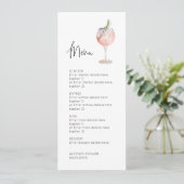 Roze Waterverf Cocktail Wedding Menu Kaart (Staand voorkant)