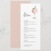 Roze Waterverf Cocktail Wedding Menu Kaart (Voorkant / Achterkant)