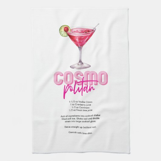 Roze Waterverf Cocktailrecept Cosmopolitan Theedoek (Verticaal)
