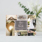 Roze Waterverf Confetti bruiloft dank u foto Bedankkaart (Staand voorkant)