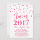 Roze Waterverf Confetti Graduation Party Kaart (Voorkant)