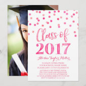 Roze Waterverf Confetti Graduation Party Kaart (Voorkant / Achterkant)