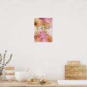 Roze Waterverf Confetti Guest Book Sign Poster (Keuken)