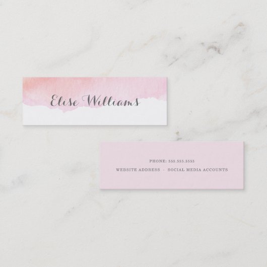 Roze Waterverf contactkaart Contactkaartje (Voorkant / Achterkant)