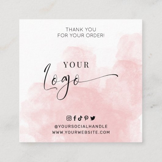 Roze Waterverf Cookie Decorating Kit Care Kaarten Vierkante Visitekaartje (Achterkant)