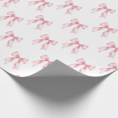 Roze waterverf Coquette Boog Trendy Vrouwelijk Mei Cadeaupapier (Hoek)