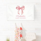 Roze Waterverf Coquette Bow Minimal Baby shower Spandoek (Insitu)