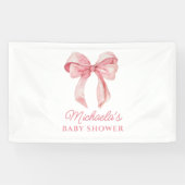 Roze Waterverf Coquette Bow Minimal Baby shower Spandoek (Horizontaal)