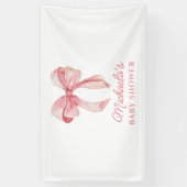 Roze Waterverf Coquette Bow Minimal Baby shower Spandoek (Verticaal)