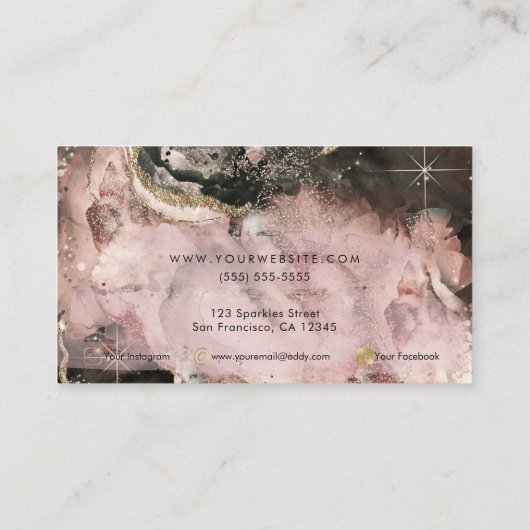 Roze Waterverf Cosmic Galaxy Sparkle Beaukle Visitekaartje (Achterkant)