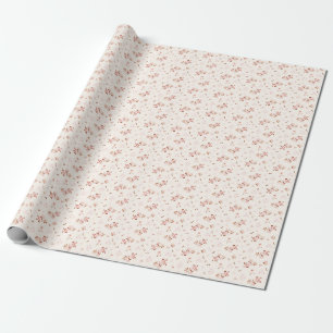 Roze waterverf cottagecore bloem bloemenpatroon cadeaupapier