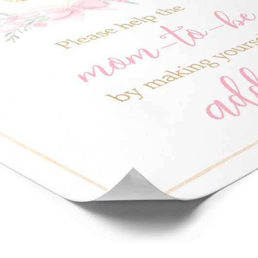 Roze Waterverf Crest Baby shower Envelope Station Poster (Hoek)