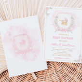 Roze Waterverf Crest Baby shower Kaart
