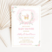 Roze Waterverf Crest Baby shower Kaart