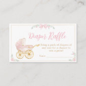 Roze Waterverf Crest Baby shower Luier Raffle Informatiekaartje (Voorkant)