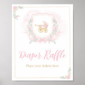 Roze Waterverf Crest Baby shower Luier Raffle Poster (Voorkant)