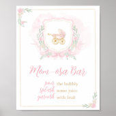 Roze Waterverf Crest Baby shower Moeder Osa Bar Poster (Voorkant)