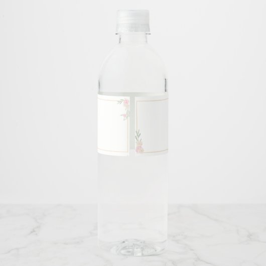 Roze Waterverf Crest Baby shower Waterfles Etiket (Achterkant)