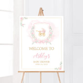 Roze Waterverf Crest Baby shower Welkom Poster