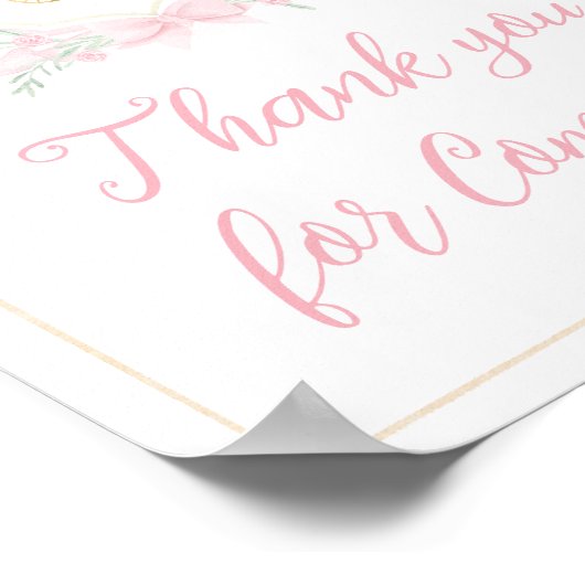 Roze Waterverf Crest Bedankt voor uw komst Poster (Hoek)