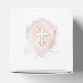 Roze Waterverf Crest Eerste Communie Kubus Bedankdoosjes (Bovenkant)