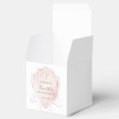 Roze Waterverf Crest Eerste Communie Kubus Bedankdoosjes (Geopend)