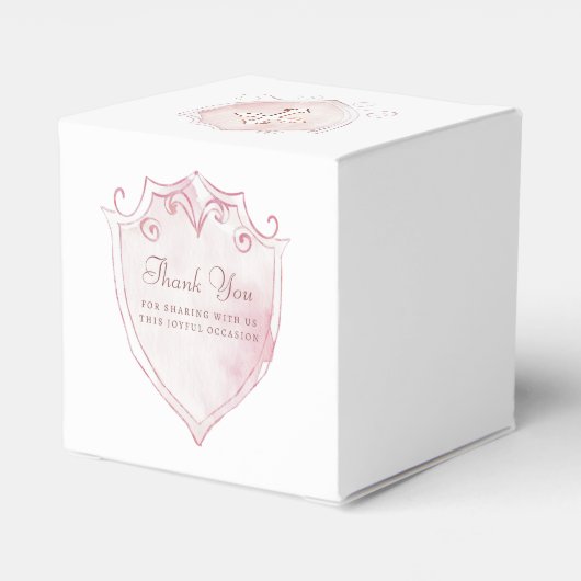 Roze Waterverf Crest Eerste Communie Kubus Bedankdoosjes (Achterkant)