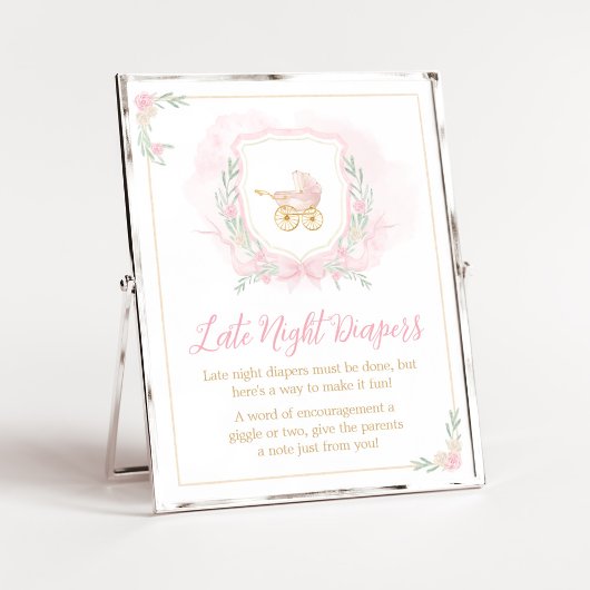 Roze Waterverf Crest Late Night Luiers Poster
