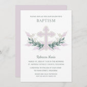 Roze Waterverf Cross Baptisme Kaart (Voorkant / Achterkant)