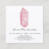 Roze Waterverf Crystal Vierkante Visitekaartje (Achterkant)