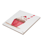 Roze waterverf Cupcake food kunst Tegeltje (Zijkant)