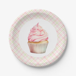 Roze Waterverf Cupcake Papieren Bordje