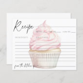 Roze Waterverf Cupcake Recept Kaart (Voorkant / Achterkant)