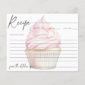 Roze Waterverf Cupcake Recept Kaart (Voorkant)