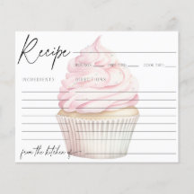 Roze Waterverf Cupcake Recept Kaart
