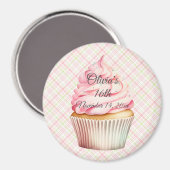 Roze Waterverf Cupcake Save the Date Magnet (Voorkant / Achterkant)