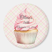 Roze Waterverf Cupcake Save the Date Magnet (Voorkant)