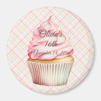 Roze Waterverf Cupcake Save the Date Magnet