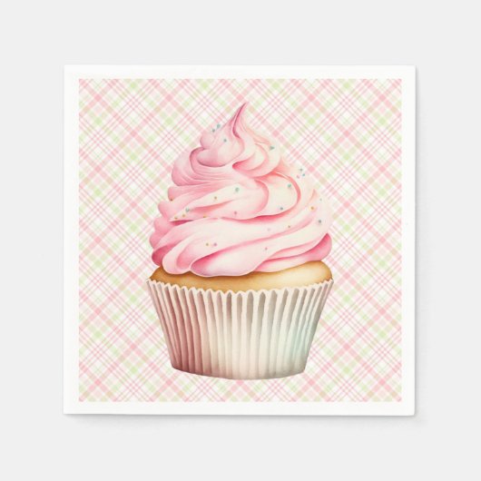 Roze Waterverf Cupcake Servet (Voorkant)