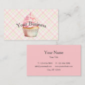 Roze Waterverf Cupcake Visitekaartje (Voorkant / Achterkant)