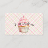 Roze Waterverf Cupcake Visitekaartje (Voorkant)
