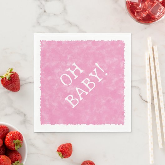 Roze Waterverf Custom Text Baby shower Oh Baby Servet (Insitu)