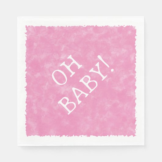 Roze Waterverf Custom Text Baby shower Oh Baby Servet (Voorkant)