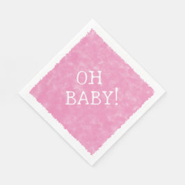 Roze Waterverf Custom Text Baby shower Oh Baby Servet