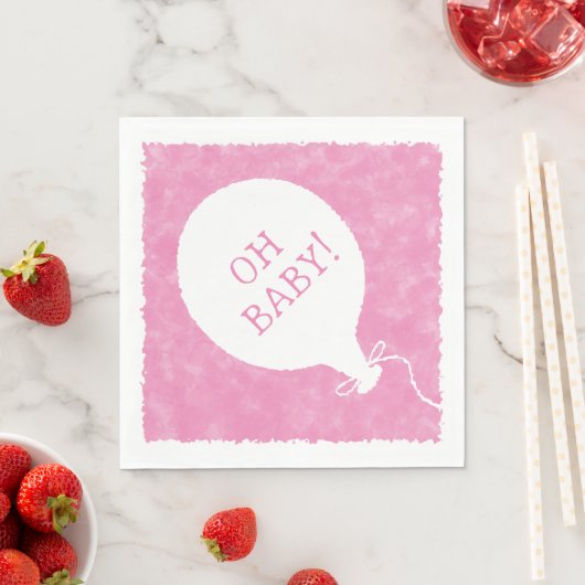 Roze Waterverf Custom Text Baby shower Oh Baby Servet (Insitu)